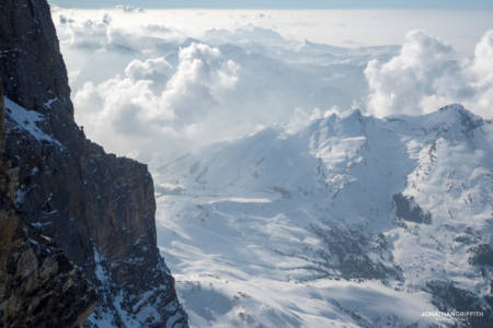 Views over the Overland and the Eiger Mushroom on the left skyline