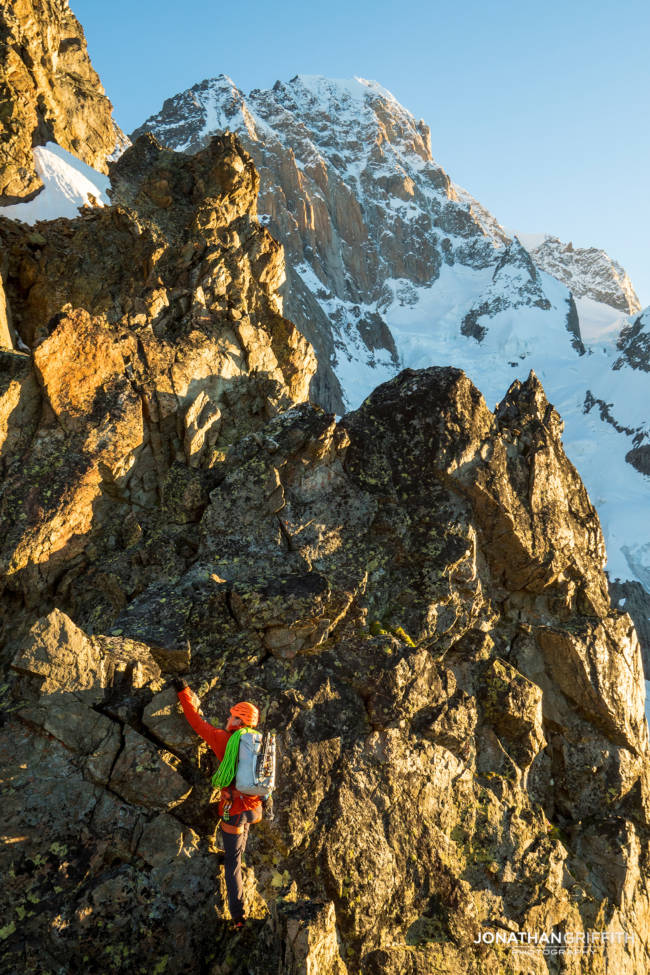 Fun, fast, ridge scrambling on the Aiguilles Rouges at sunrise