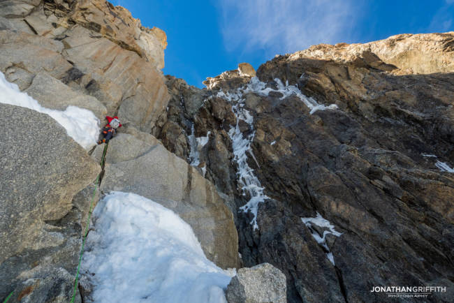 Ally tried to avoid the waterfall pitch on the right